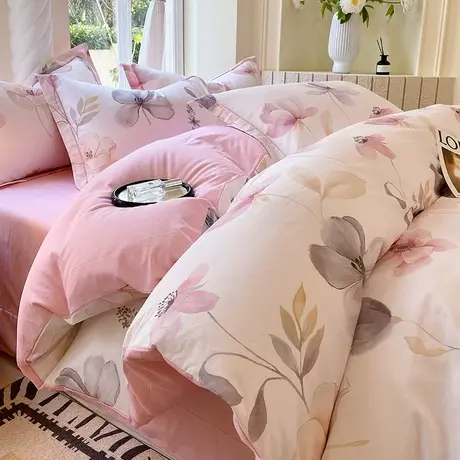 恒源祥全棉印花四件套纯棉被套床单款四季通用单人学生宿舍三件套商品大图