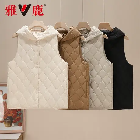 雅鹿正品新款轻薄羽绒服女短款纯色时尚马甲外套超保暖冬装外套图片