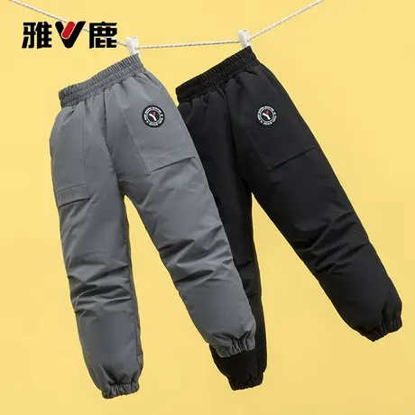 雅鹿工装儿童羽绒裤男童女童宝宝加厚男宝女宝中大童冬季外穿裤子图片