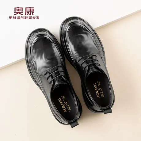奥康正装皮鞋2026春季新款商务真皮男鞋厚底增高结婚新郎鞋男士图片