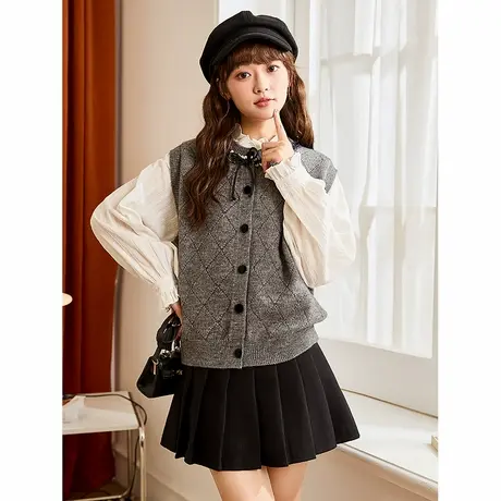 唐狮春秋季开衫毛衣背心女小香风毛线衫韩系气质宽松毛衣外穿TE图片