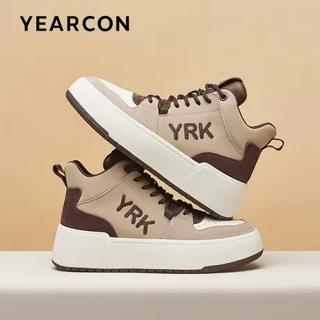 意尔康厚底高帮鞋2023冬季新款小众百搭学生板鞋时尚运动休闲鞋商品大图