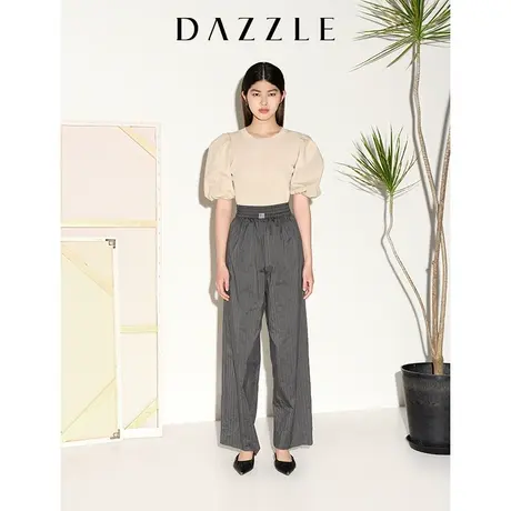 【七七酱专享】DAZZLE地素奥莱春夏通勤气质条纹松紧腰宽松高腰直图片