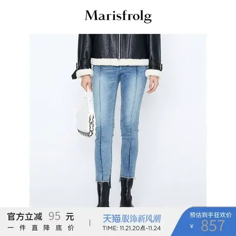 【商场同款】玛丝菲尔冬季新款棉质低腰牛仔休闲裤裤子女商品大图