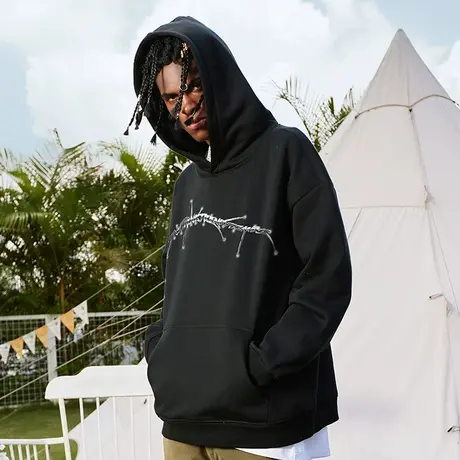 Nuthink欧美潮牌高街直喷连帽卫衣男中性风潮流宽松大码外套冬季商品大图