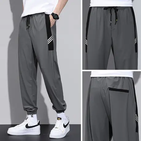 运动裤男女宽松卫裤春秋季篮球裤潮流松紧腰长裤子束脚休闲裤男装商品大图