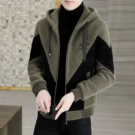 男士外套秋冬季高端2023新款毛呢夹克加绒加厚欧货爆款男装大衣潮商品大图