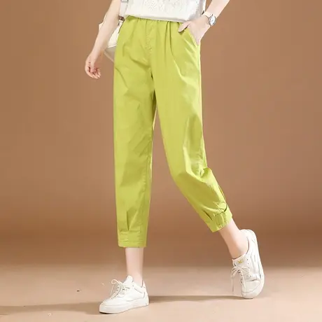 韩潮袭人松紧腰工装九分休闲裤女2024夏新款宽松百搭哈伦裤子薄款图片