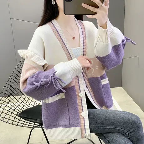 早春装2023新款毛衣女秋冬温柔别致绝美独特法式针织开衫外套上衣图片