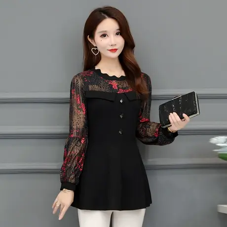 长袖打底衫女春秋2023年新款春季t恤上衣洋气大码胖mm遮肚子妈妈图片