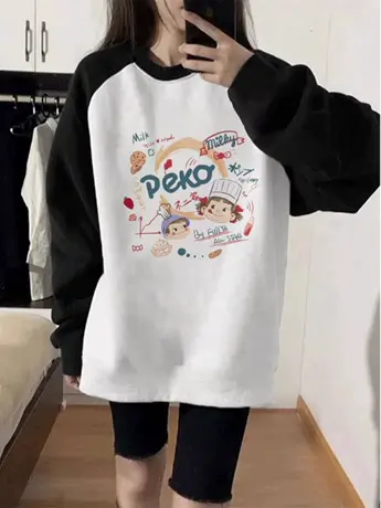 春秋装仿棉长袖t恤女2023新款冬季内搭打底衫宽松撞色插肩袖上衣商品大图