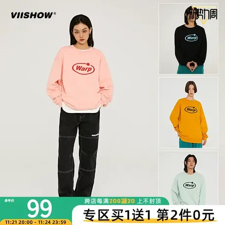 VIISHOW男士圆领卫衣潮牌印花套头年春季新款宽松欧美ins情侣上衣商品大图