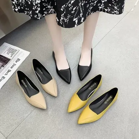 尖头豆豆鞋女2023年新款春季温柔风晚晚鞋一脚蹬单鞋百搭妈妈鞋商品大图