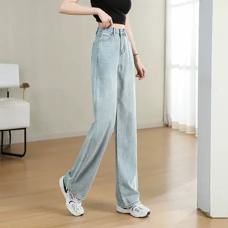 时尚气质休闲牛仔阔腿裤女2023年夏季新款显瘦百搭长裤子商品大图
