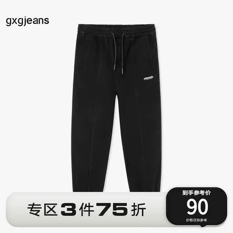 清仓gxgjeans男装2021春季休闲裤刺绣拉链口袋抽绳休闲长裤男图片