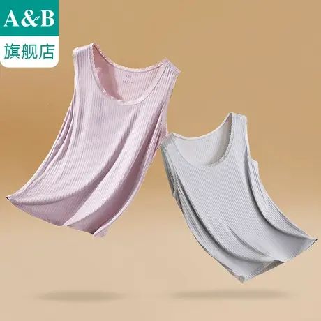 ab内衣吊带背心女螺纹坑条蕾丝拼接内搭打底内衣居家外穿6550商品大图