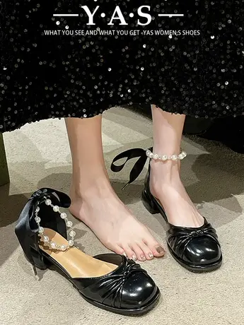 包头凉鞋女夏季法式晚风温柔气质名媛2024新款低跟平底玛丽珍单鞋图片