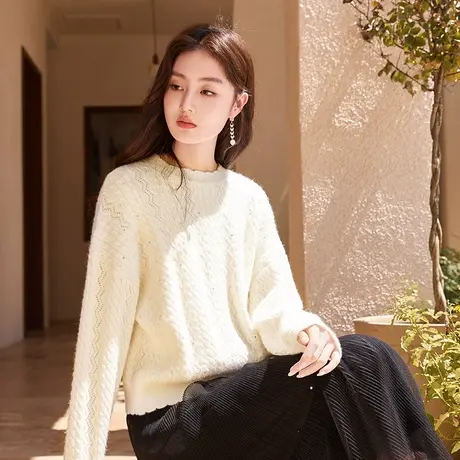 【直播间闪降】香影麻花毛衣女2023冬装新款高级慵懒风针织衫上衣商品大图