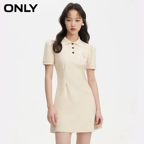 ONLY奥莱春季新款百搭刺绣泡泡袖Polo领短裙连衣裙女图片