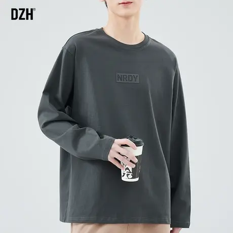 男生圆领长袖t恤男春季纯棉2024新款套头上衣宽松内搭打底衫体恤商品大图