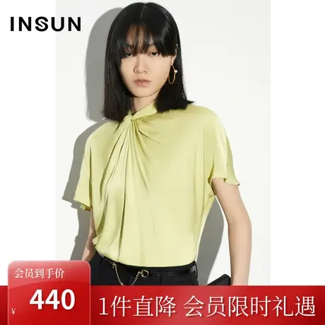 [云朵真丝]恩裳COVER2023年夏款弹力真丝双乔不对称褶皱解构衬衫商品大图