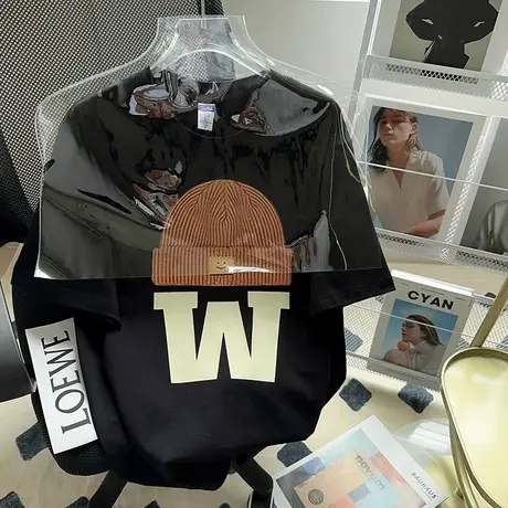 纯棉设计感小众短袖t恤女夏季宽松复古港味chic半袖大码上衣体恤商品大图