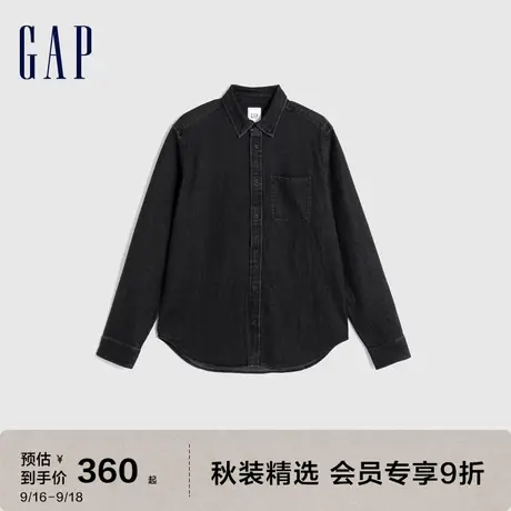 Gap男装秋季2023新款时尚休闲翻领长袖牛仔衬衫731393潮流上衣图片
