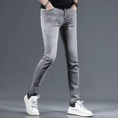 牛仔裤夏天薄款男冰丝2023新款弹力休闲男士牛仔长裤夏季修身小脚商品大图