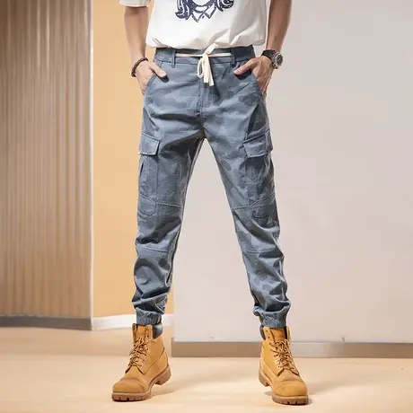 Modi Nick/摩帝尼克时尚百搭男款裤子蓝色休闲裤男款潮流舒适裤子商品大图