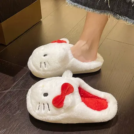 卡通棉拖鞋女士秋冬季2023新款室内家居防滑厚底可爱毛绒月子棉拖商品大图