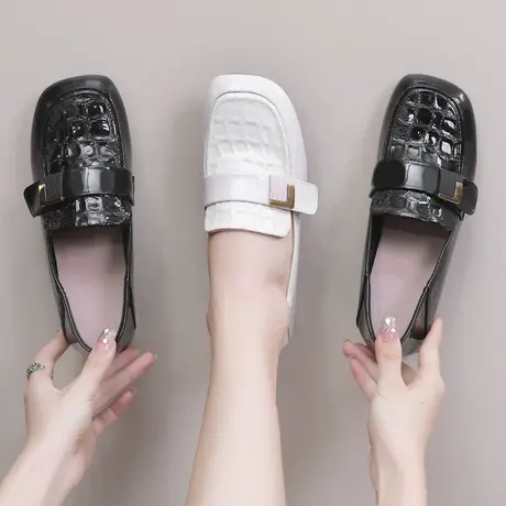 2023秋季新款大码女鞋真皮中跟单鞋女气质软底皮鞋女超软不磨脚图片