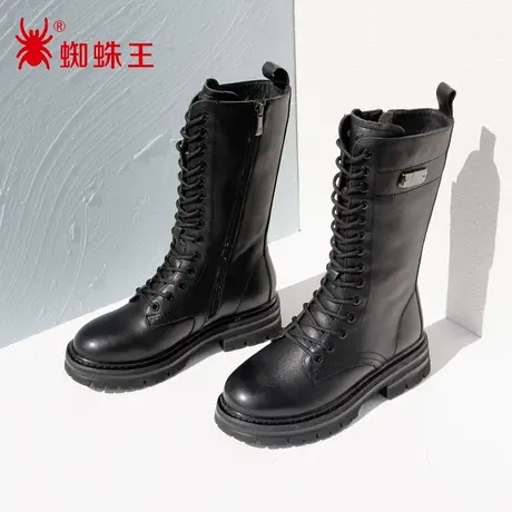 蜘蛛王断码清仓正品马丁靴女真皮2022冬商场新款长筒靴女加绒厚底图片