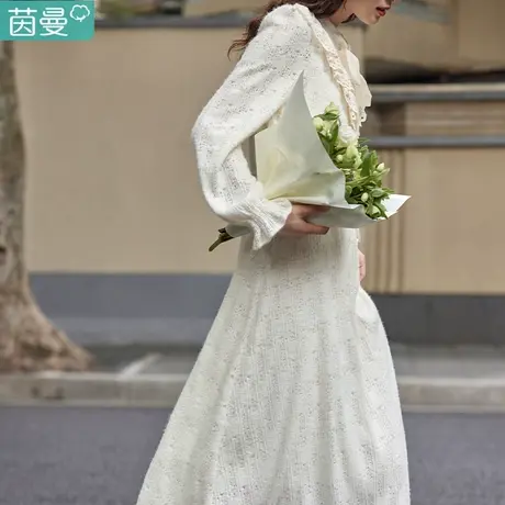 茵曼官方旗舰店针织连衣裙女秋装2023年新款收腰裙子长袖打底长裙商品大图