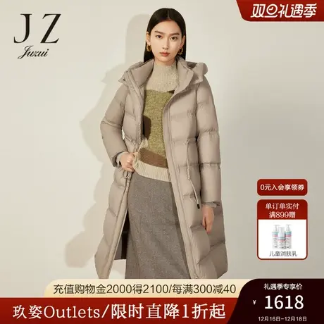 JZ玖姿长白山鹅绒服女装2022冬季新款连帽休闲轻薄保暖羽绒外套商品大图