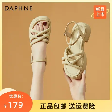 达芙妮爆款洋气时尚凉鞋2023年新款夏季轻奢小众粗跟百搭网红女鞋图片