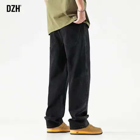 男生黑色美式牛仔裤男潮牌直筒秋季休闲裤子2023年新款直筒裤百搭商品大图