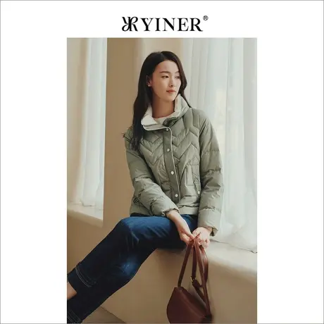 YINER音儿女装2022冬季新款高领轻薄鸭绒羽绒服商品大图