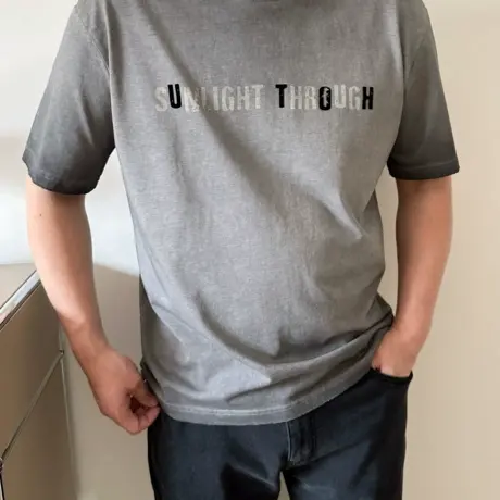 DAEVU大码男装夏季洗水灰廓版胖人加肥加大圆领男士短袖t恤半袖商品大图