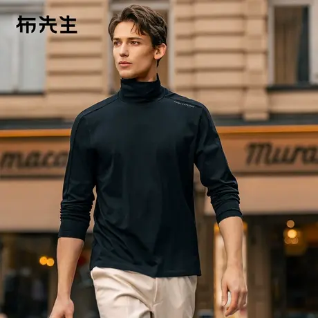 MrBu布先生高领长袖打底T恤男字母印花防风春秋内搭PT16233商品大图