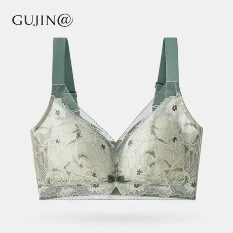 古今@法式蕾丝内衣女大胸显小聚拢全罩杯薄款收副乳防下垂文胸图片