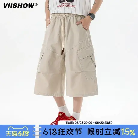 VIISHOW工装裤男夏季美式潮牌机能七分裤痞帅伞兵中裤休闲短裤男商品大图