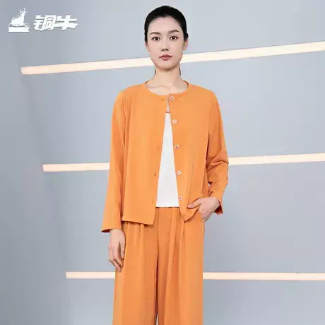 铜牛亲舒净爽棉圆领长袖开襟女套2025春夏新款家居三件套VJ134商品大图