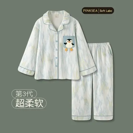 睡衣女春秋季长袖纯棉大码女款套装2025新款可爱企鹅可外穿家居服图片
