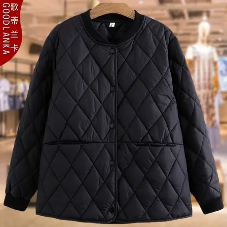 加肥加大码中年妈妈秋冬夹棉棉衣女宽松时尚立领轻薄羽绒棉服外套图片