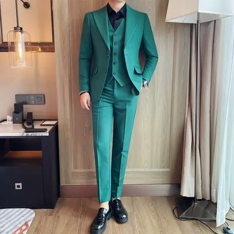 西服套装男三件套秋冬新款抗皱免烫西装外套新郎伴郎团结婚礼服潮商品大图