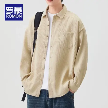 罗蒙日系衬衫男高级感外套长袖秋季2025新款工装衣服百搭大码春秋商品大图