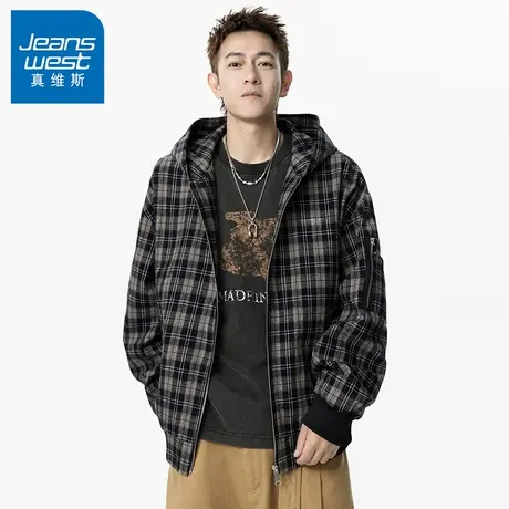 N5真维斯外套男2025新款秋季美式潮牌时尚休闲连帽男士春秋装夹克商品大图