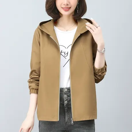 连帽外套女秋冬季新款宽松加大码女装中老年妈妈休闲显瘦夹克上衣图片