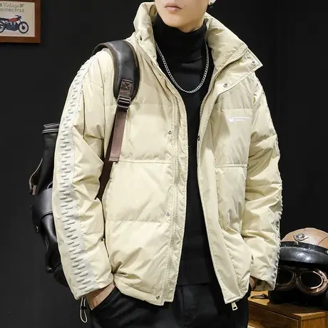 白鸭绒无帽立领羽绒服男冬季2023新款潮牌大码男士外套保暖衣服潮商品大图