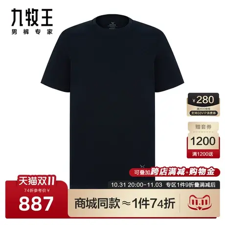[商场同款]九牧王男装JT2C47217短袖T恤23年亲肤舒适百搭上衣男商品大图
